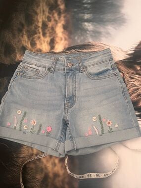 wonder nation Light Blue Embroidered Denim Shorts